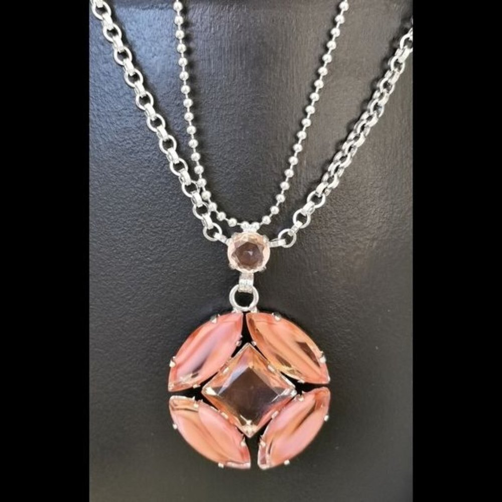 NEW CAMEE peach Swarovski Crystal pendant necklace